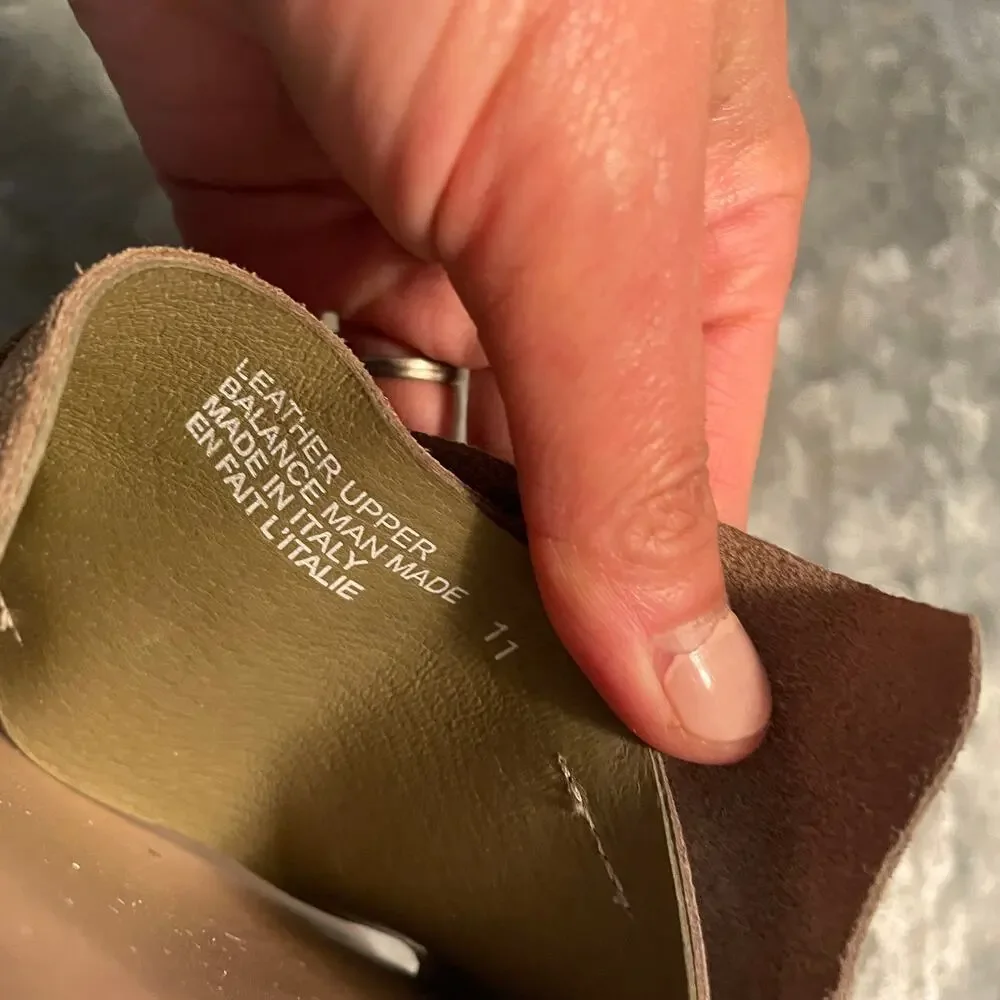 Seychells Coast Knotted Suede Slide Sandals 11 Taupe Brown Platform Italy - Picture 12 of 12